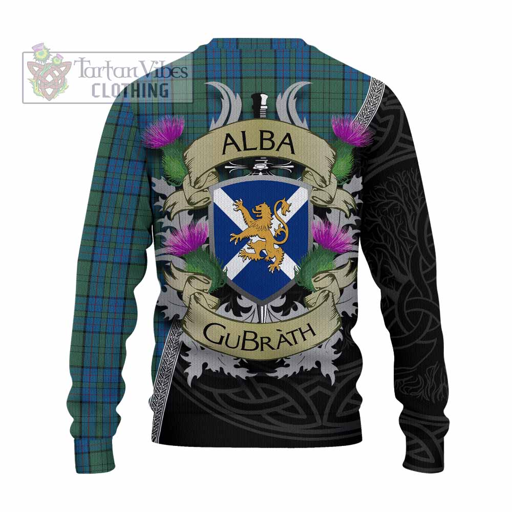 Lockhart Tartan Family Crest Knitted Sweater Lion Rampant Royal Thistle Shield Celtic Inspired - Tartan Vibes Clothing