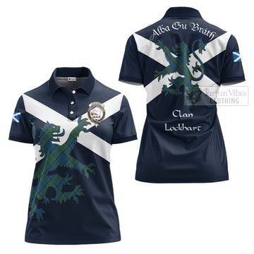 Lockhart Tartan Lion Rampant Women's Polo Shirt Proudly Display Your Heritage with Alba Gu Brath and Clan Name - Tartan Vibes Clothing