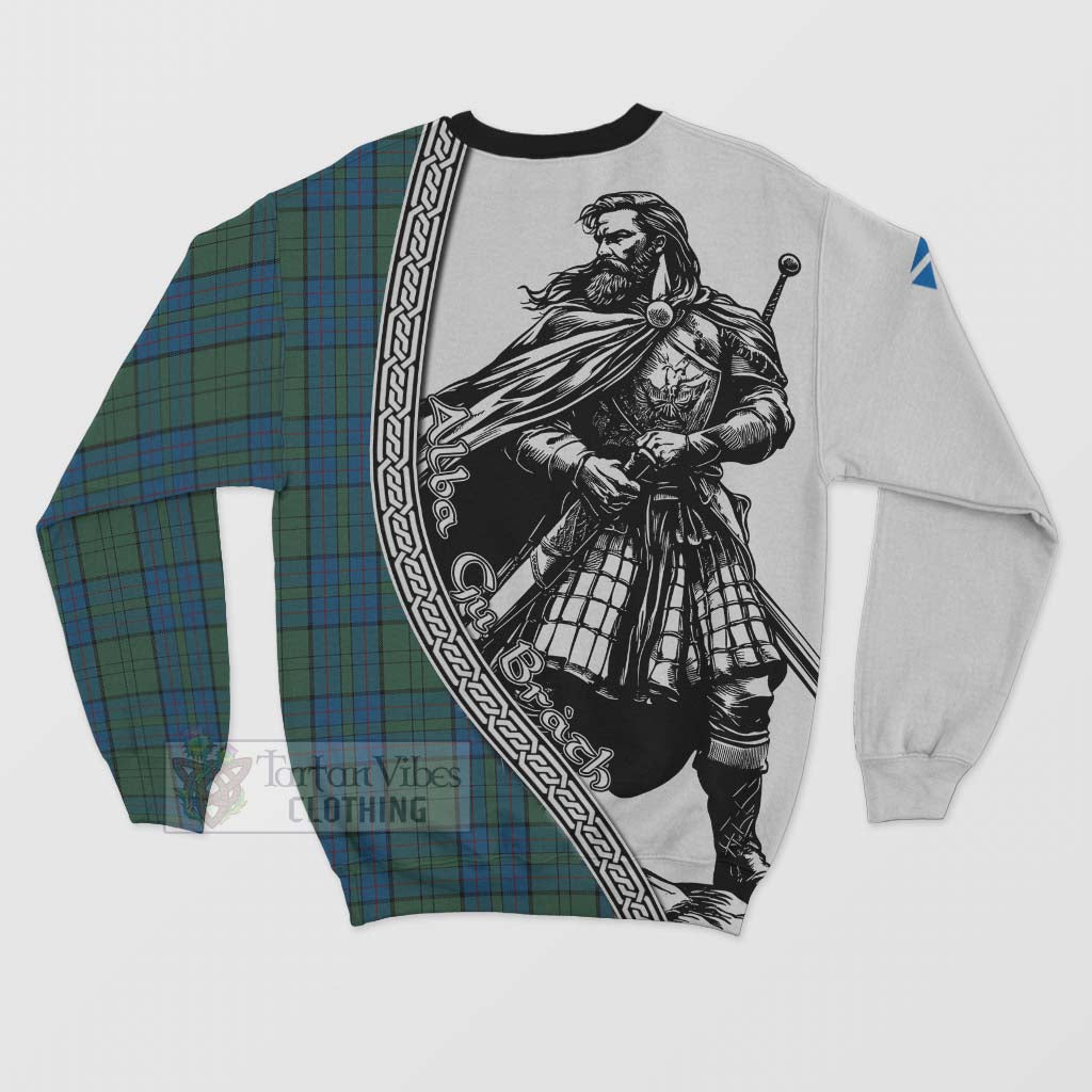 Lockhart Tartan Clan Crest Sweatshirt with Highlander Warrior Celtic Style - Tartan Vibes Clothing