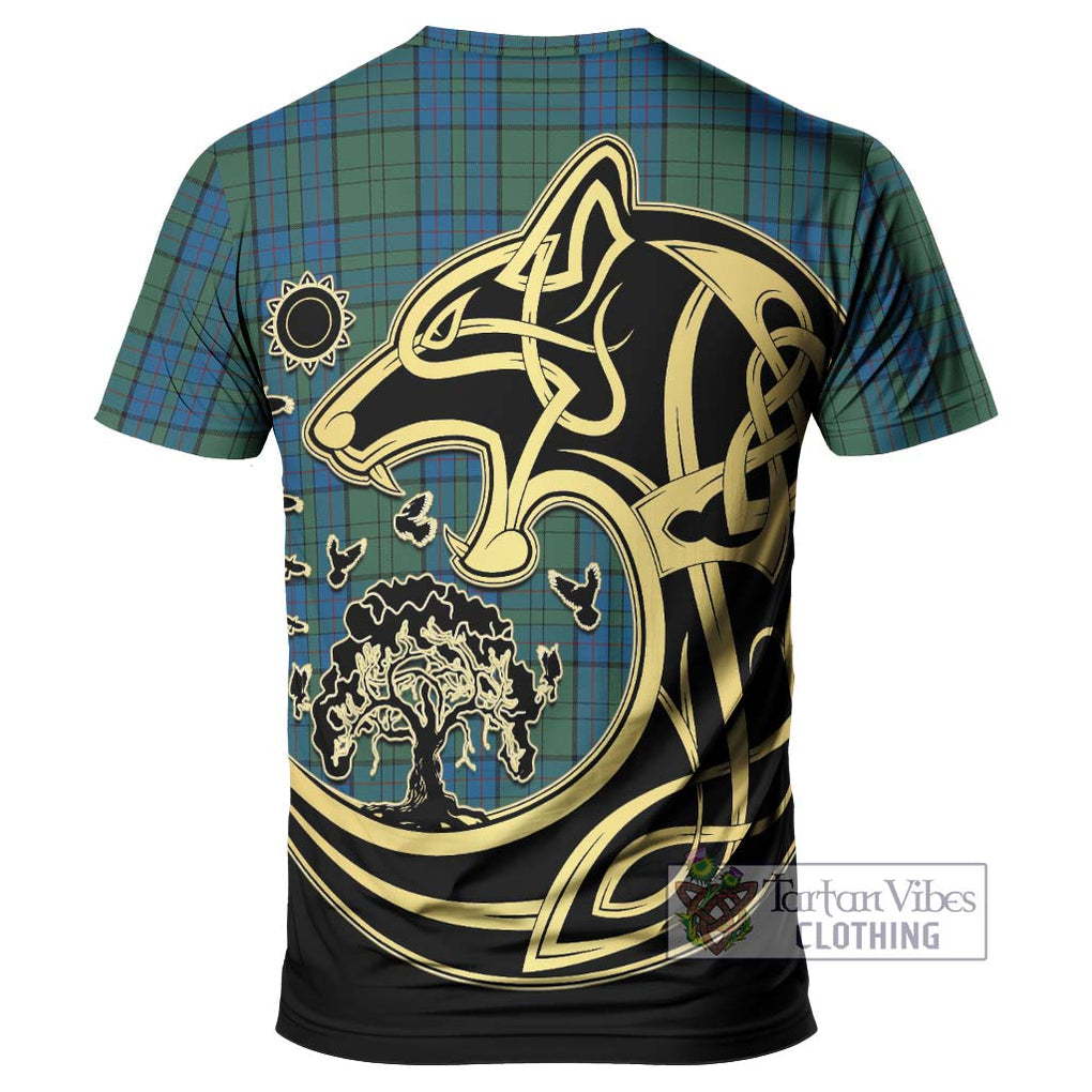 Lockhart Tartan T-Shirt with Family Crest Celtic Wolf Style - Tartan Vibes Clothing