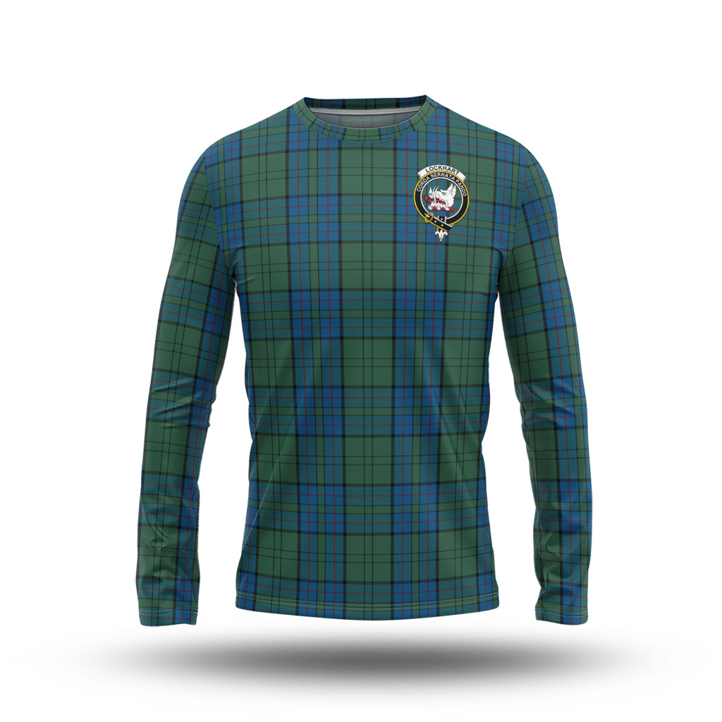 Lockhart Tartan Long Sleeve T-Shirt with Family Crest - Tartan Vibes Clothing