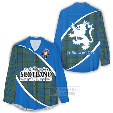 Lockhart Family Crest Tartan Women's Casual Shirt Celebrate Saint Andrew's Day in Style - Tartan Vibes Clothing