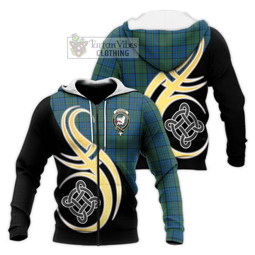 Lockhart Tartan Knitted Hoodie with Family Crest and Celtic Symbol Style Unisex Knitted Zip Hoodie - Tartan Vibes Clothing