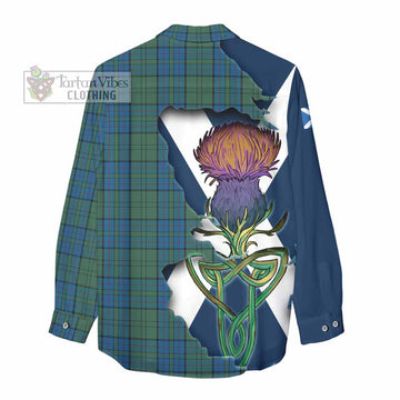 Tartan Vibes Clothing Lockhart Tartan Family Crest Women's Casual Shirt Scottish Thistle Celtic Inspired