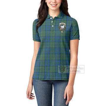 Lockhart Tartan Women's Polo Shirt with Family Crest and Bearded Skull Holding Bottles of Whiskey - Tartan Vibes Clothing