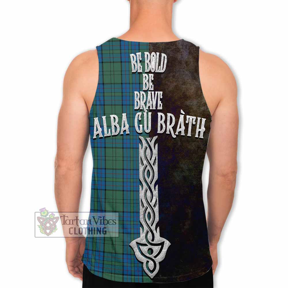 Lockhart Tartan Family Crest Men's Tank Top Alba Gu Brath Be Brave Lion Ancient Style - Tartan Vibes Clothing
