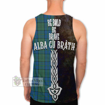 Lockhart Tartan Family Crest Men's Tank Top Alba Gu Brath Be Brave Lion Ancient Style - Tartan Vibes Clothing