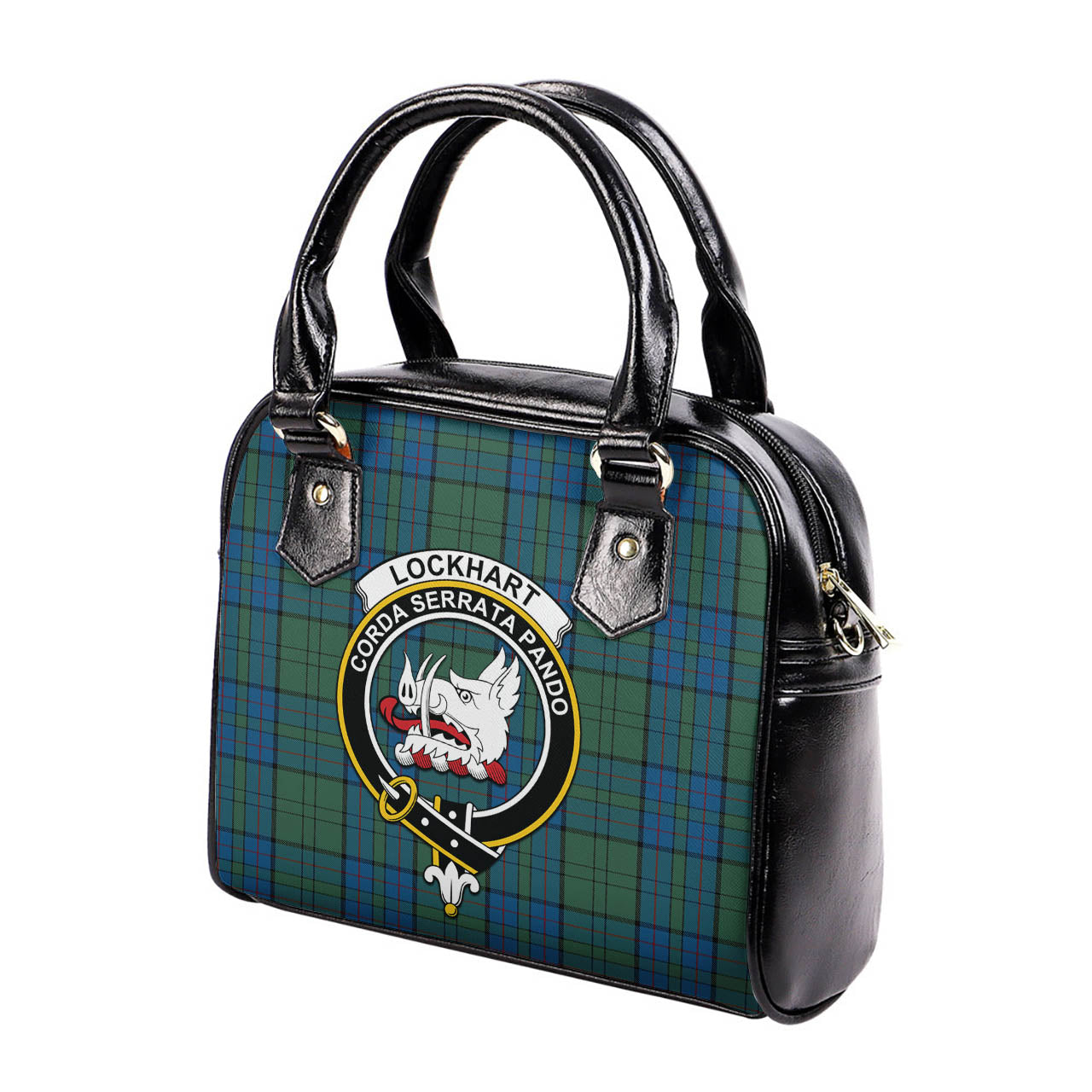 Lockhart Tartan Shoulder Handbags with Family Crest - Tartan Vibes Clothing