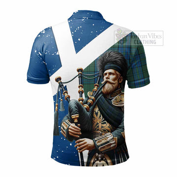Lockhart Tartan Polo Shirt with Family Crest Scottish Bagpiper Vibes - Tartan Vibes Clothing