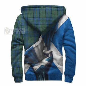 Lockhart Tartan Sherpa Hoodie with Family Crest Scotland Patriotic Style - Tartan Vibes Clothing