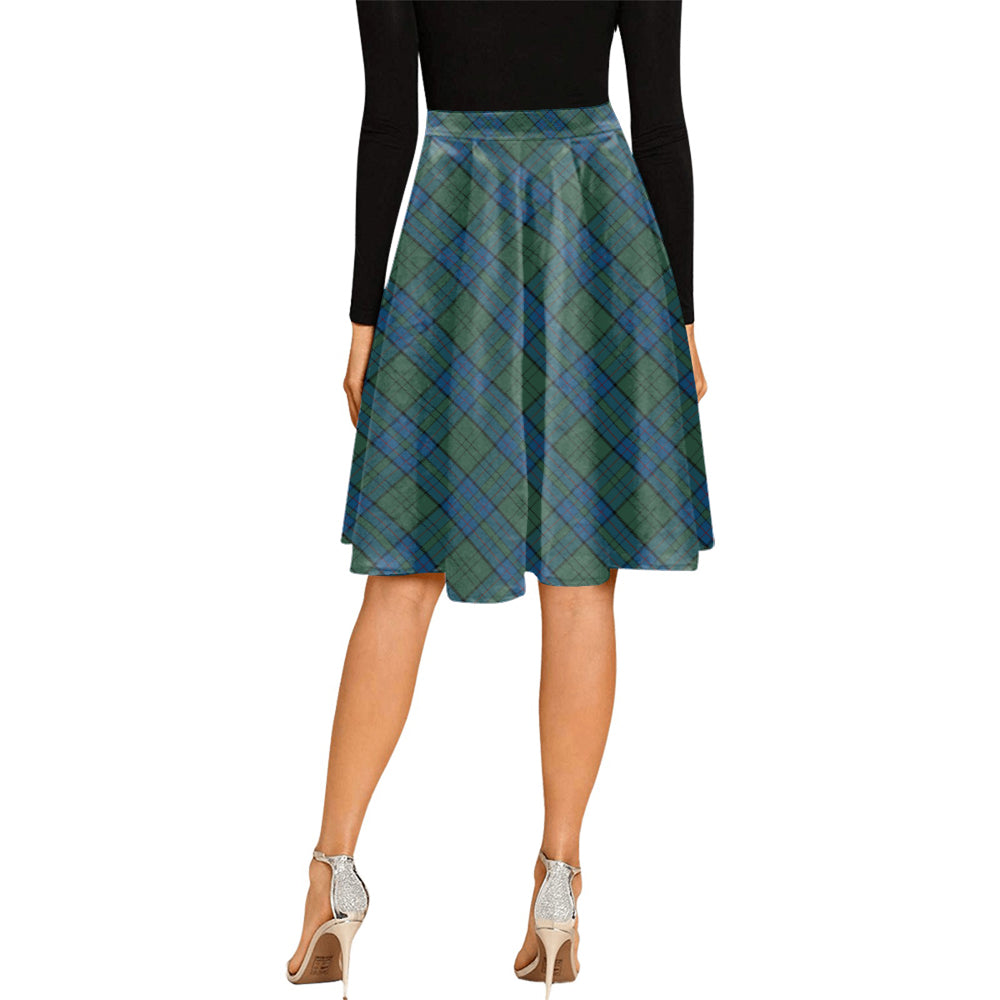 Lockhart Tartan Melete Pleated Midi Skirt Cross Style - Tartan Vibes Clothing