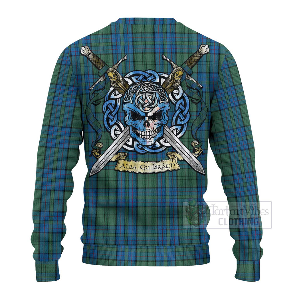 Lockhart Tartan Ugly Sweater with Family Crest Celtic Skull Style - Tartan Vibes Clothing