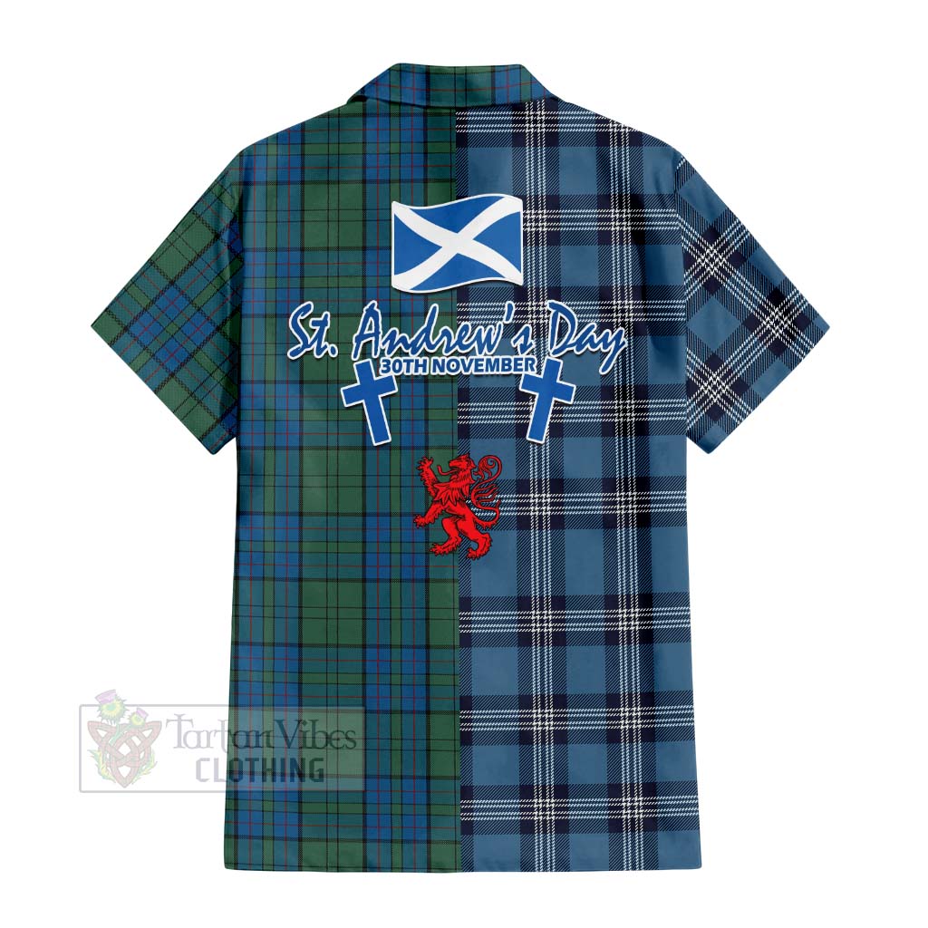 Lockhart Tartan Hawaiian Shirt Happy St. Andrew's Day Half Tartan Style - Tartan Vibes Clothing