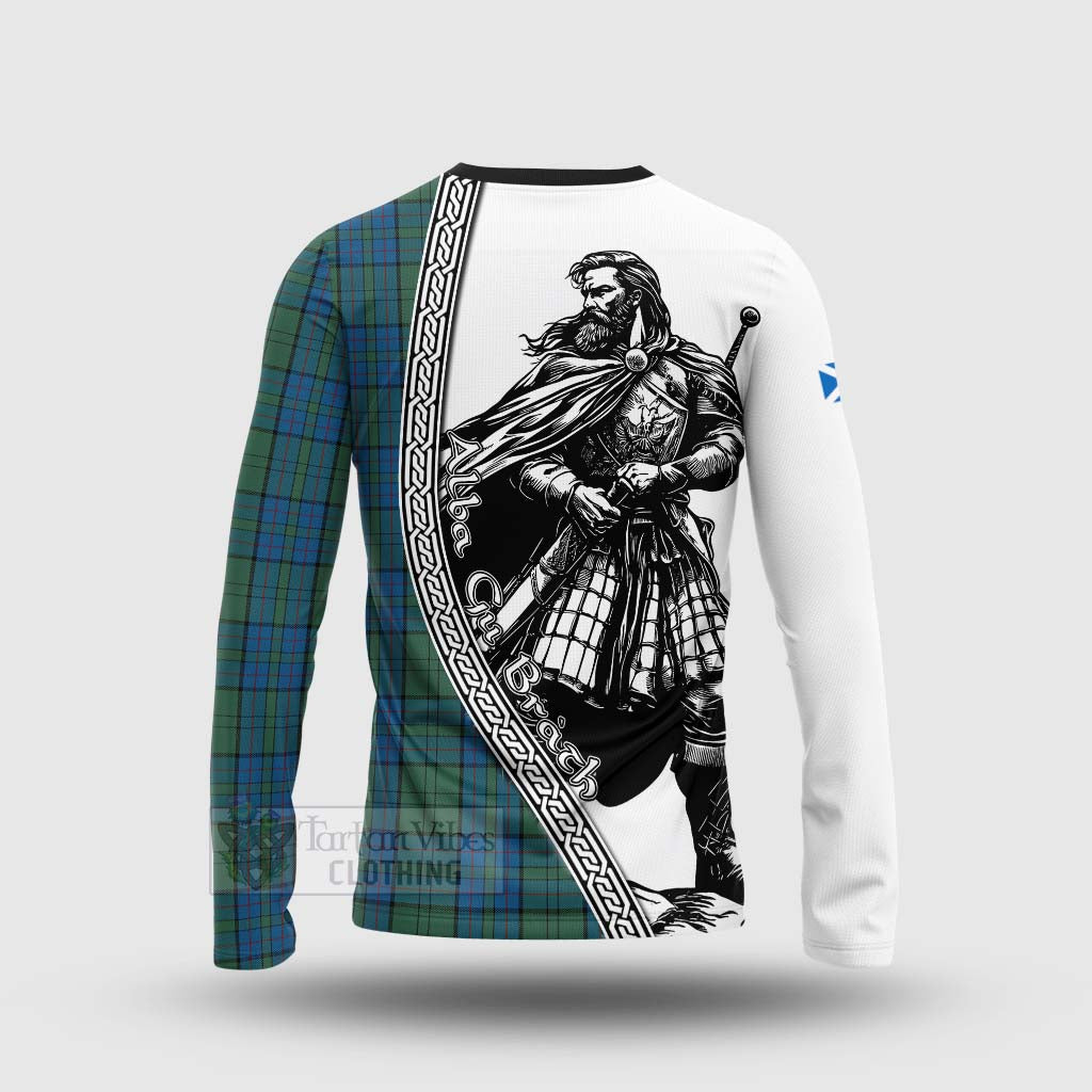Lockhart Tartan Clan Crest Long Sleeve T-Shirt with Highlander Warrior Celtic Style - Tartan Vibes Clothing