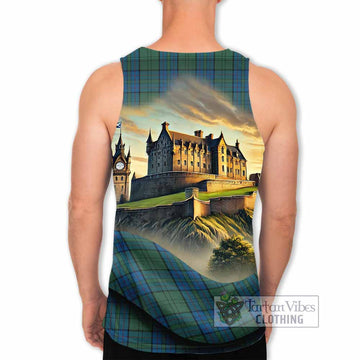 Lockhart Tartan Family Crest Men's Tank Top with Scottish Ancient Castle Style - Tartan Vibes Clothing