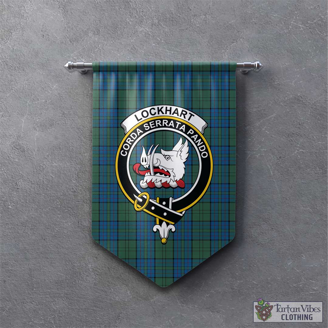 Lockhart Tartan Gonfalon, Tartan Banner with Family Crest - Tartan Vibes Clothing