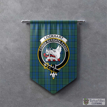 Lockhart Tartan Gonfalon, Tartan Banner with Family Crest