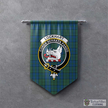 Lockhart Tartan Gonfalon, Tartan Banner with Family Crest - Tartan Vibes Clothing
