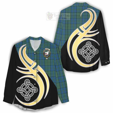 Lockhart Tartan Women's Casual Shirt with Family Crest and Celtic Symbol Style - Tartan Vibes Clothing