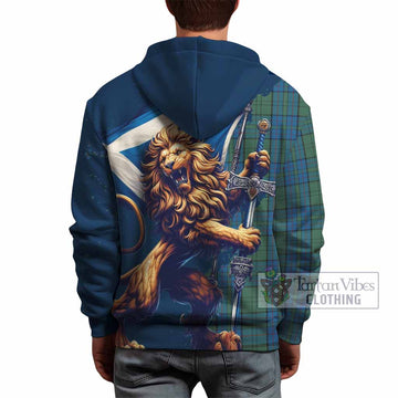 Lockhart Tartan Family Crest Hoodie with Scottish Majestic Lion - Tartan Vibes Clothing
