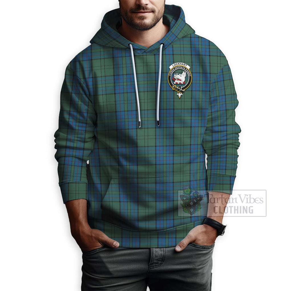Lockhart Tartan Hoodie with Family Crest Celtic Skull Style - Tartan Vibes Clothing