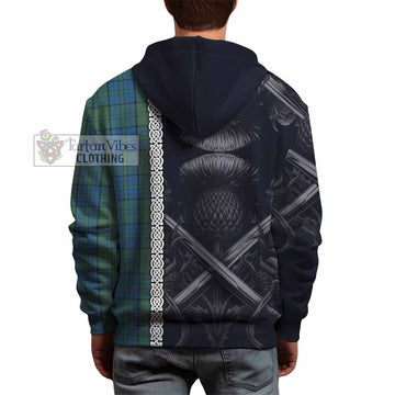 Lockhart Tartan Hoodie with Family Crest Cross Sword Thistle Celtic Vibes - Tartan Vibes Clothing