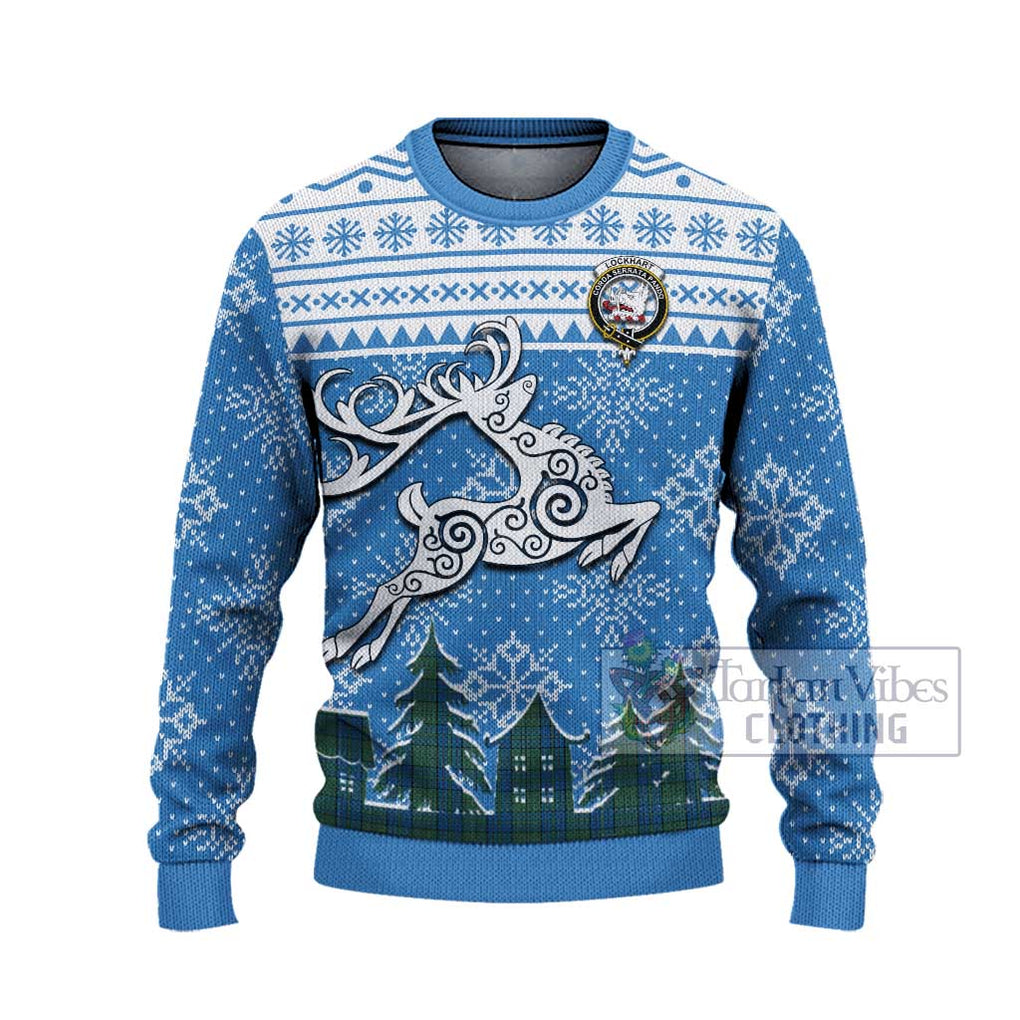 Lockhart Clan Christmas Ugly Sweater Celtic Reindeer Style - Tartan Vibes Clothing