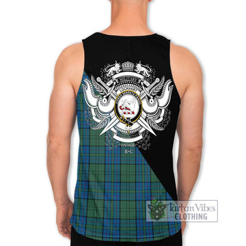 Lockhart Tartan Men's Tank Top with Family Crest and Military Logo Style - Tartan Vibes Clothing