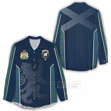 Lockhart Tartan Women's Casual Shirt with Family Crest and Lion Rampant Vibes Sport Style - Tartan Vibes Clothing
