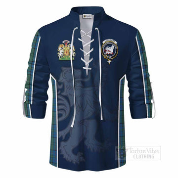 Lockhart Tartan Ghillie Kilt Shirt with Family Crest and Lion Rampant Vibes Sport Style - Tartan Vibes Clothing