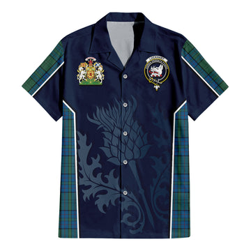 Lockhart Tartan Hawaiian Shirt with Family Crest and Scottish Thistle Vibes Sport Style - Tartan Vibes Clothing
