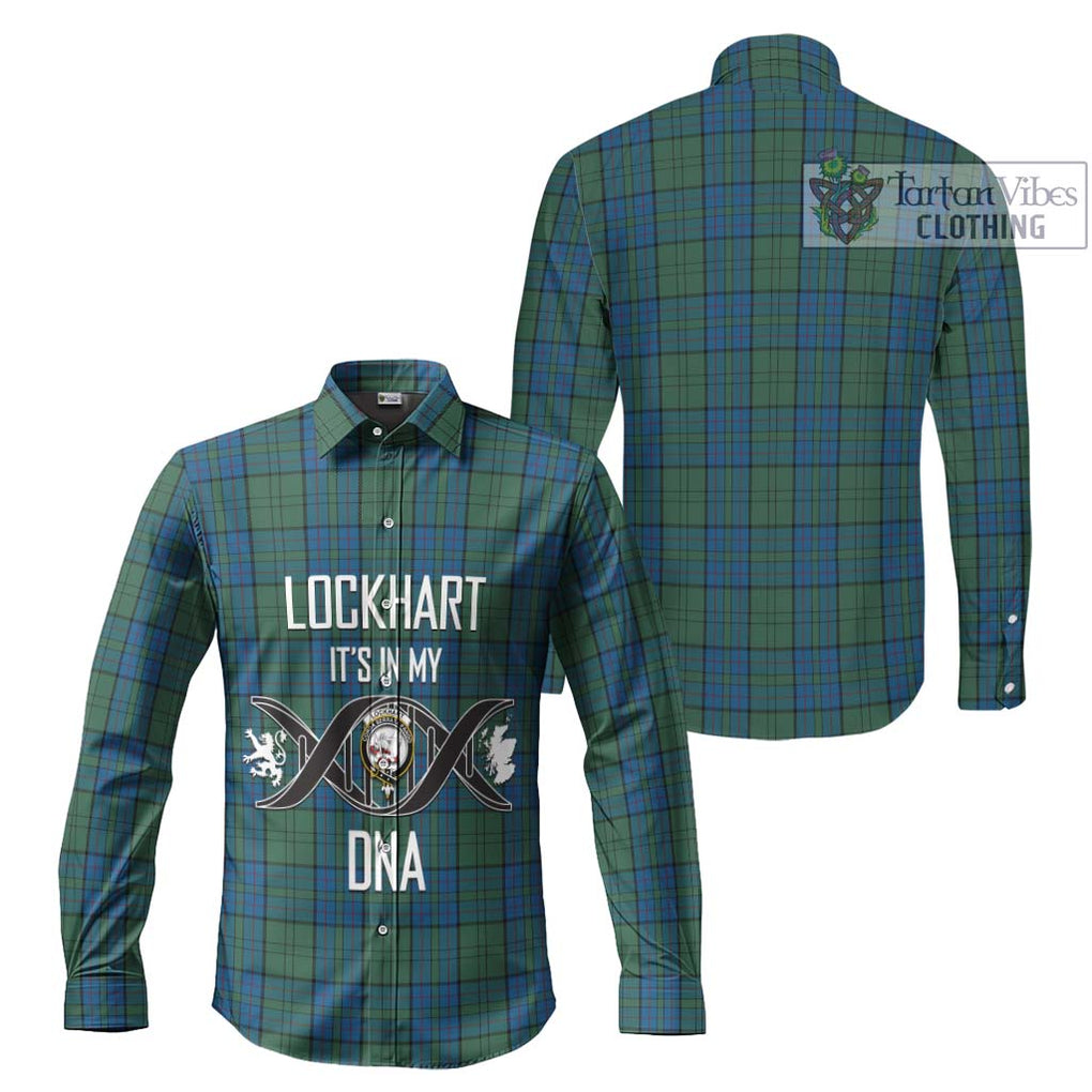 Lockhart Tartan Long Sleeve Button Shirt with Family Crest DNA In Me Style Men's Shirt - Tartanvibesclothing Shop
