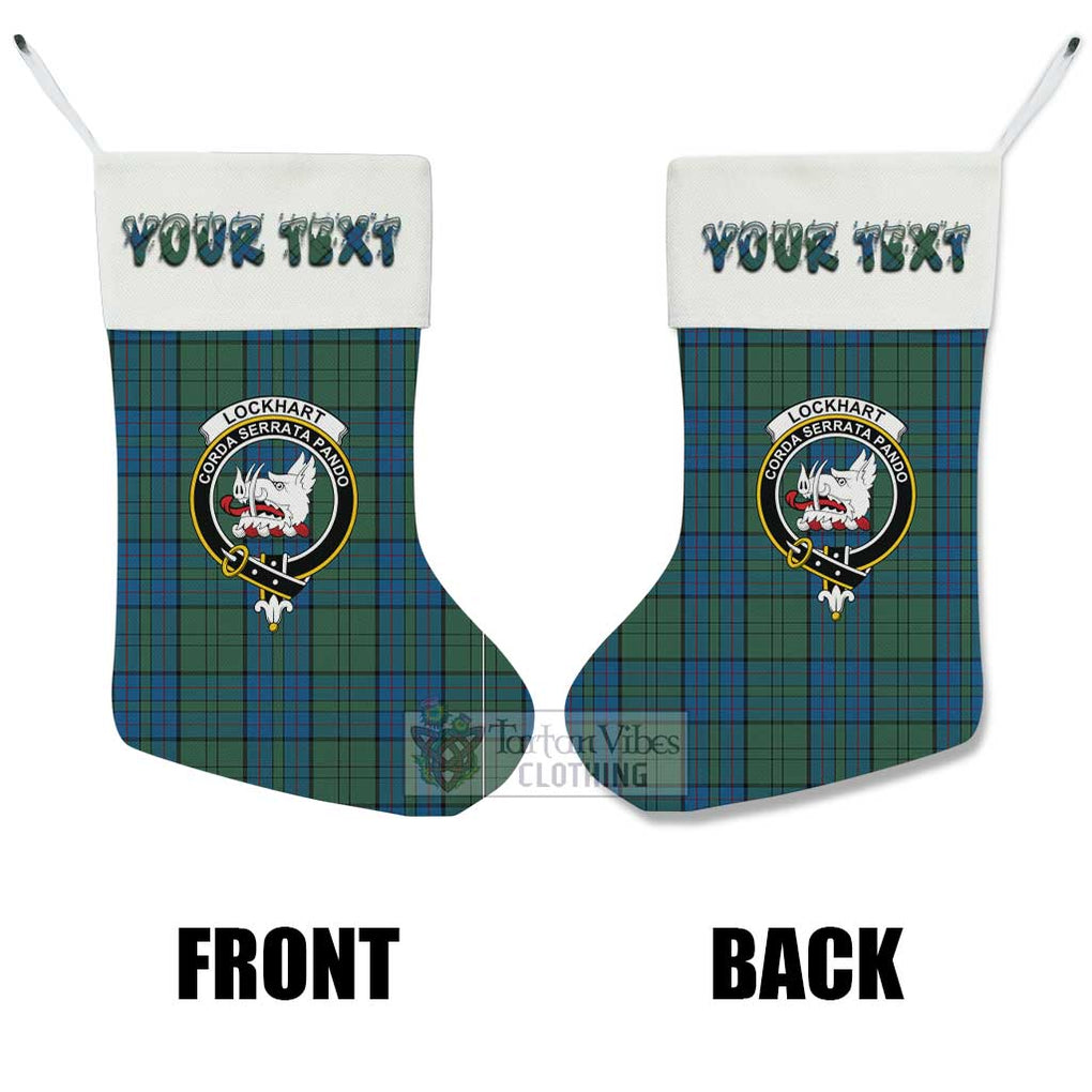 Lockhart Tartan Family Crest Christmas Stocking with Personalized Text - Tartan Vibes Clothing