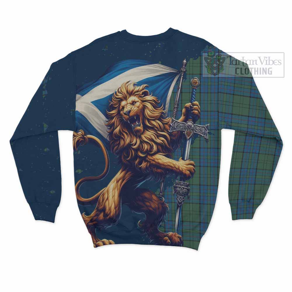 Lockhart Tartan Family Crest Sweatshirt with Scottish Majestic Lion - Tartan Vibes Clothing