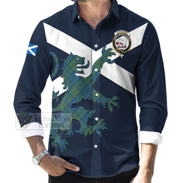 Lockhart Tartan Lion Rampant Long Sleeve Button Shirt Proudly Display Your Heritage with Alba Gu Brath and Clan Name Men's Shirt - Tartan Vibes Clothing