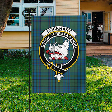 Lockhart Tartan Garden Flag with Family Crest