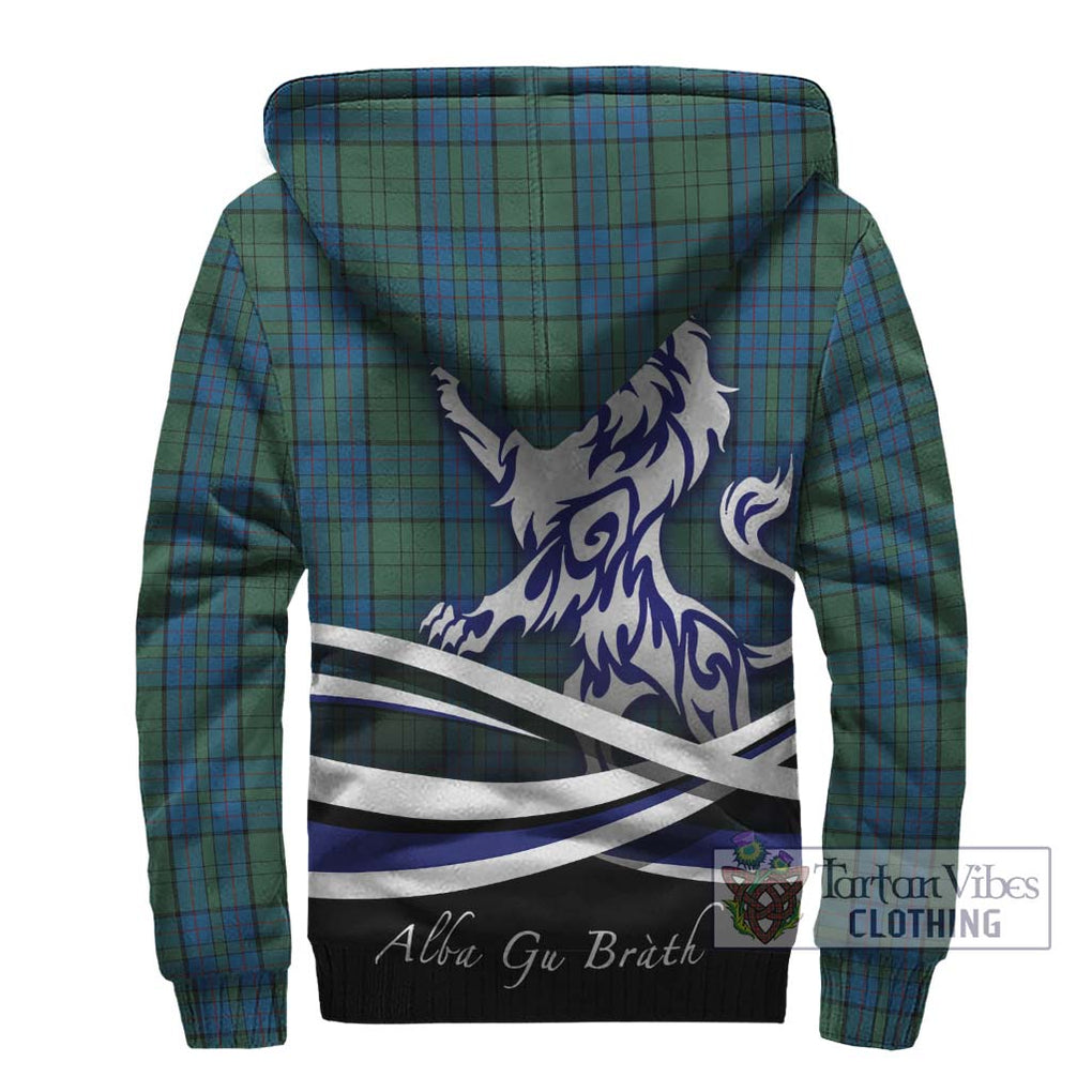 Lockhart Tartan Sherpa Hoodie with Alba Gu Brath Regal Lion Emblem - Tartan Vibes Clothing