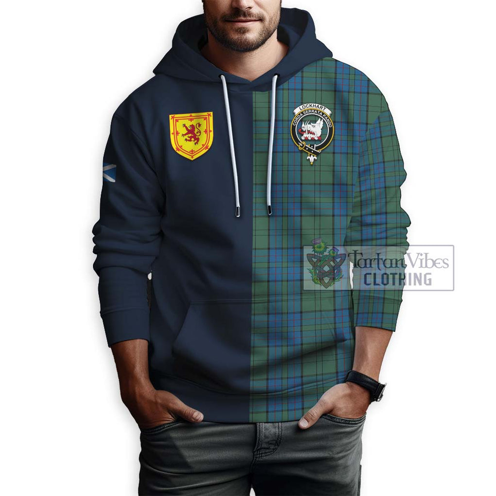 Lockhart Tartan Hoodie Alba with Scottish Lion Royal Arm Half Style - Tartan Vibes Clothing