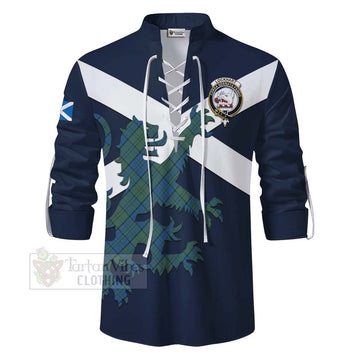 Lockhart Tartan Lion Rampant Ghillie Kilt Shirt Proudly Display Your Heritage with Alba Gu Brath and Clan Name - Tartan Vibes Clothing