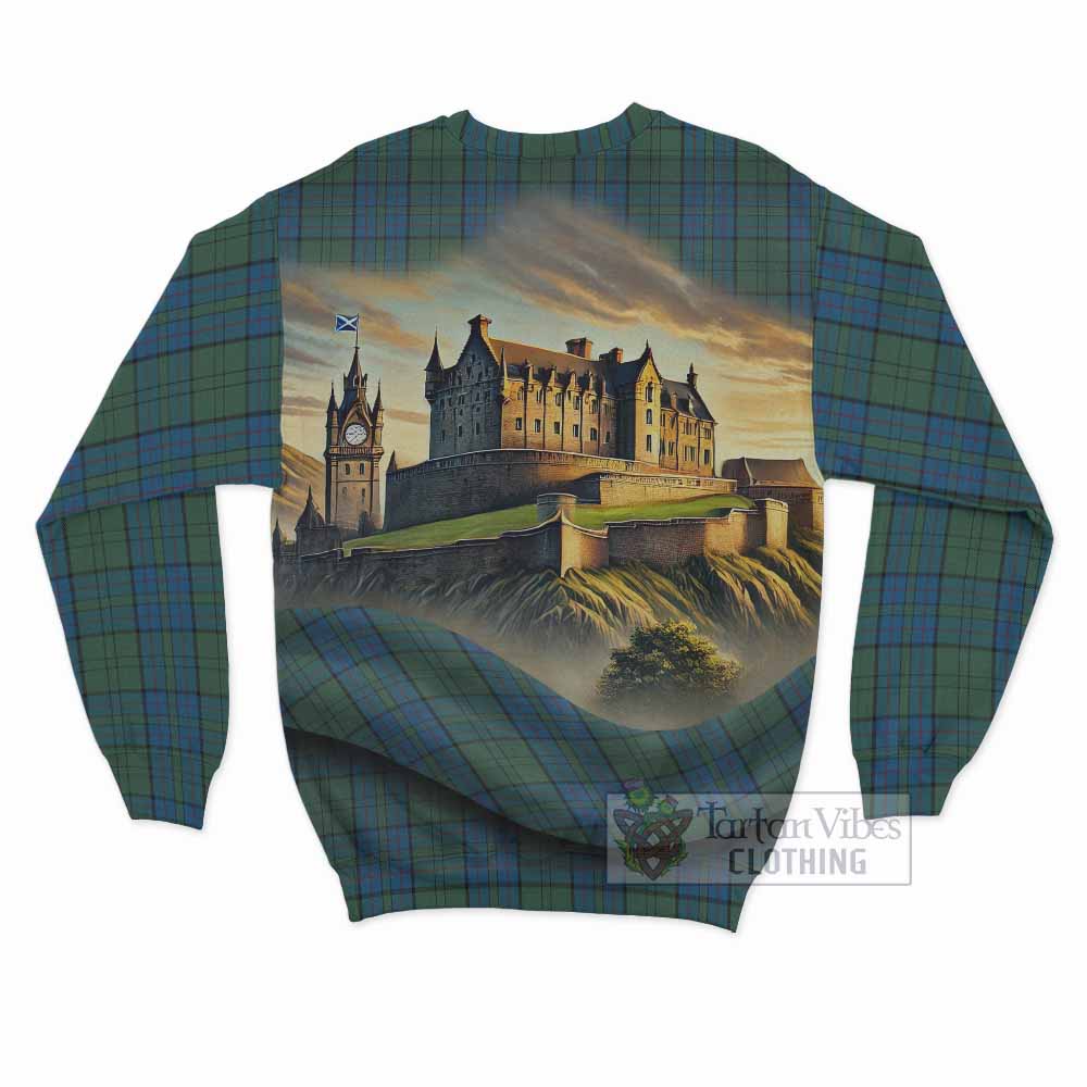 Lockhart Tartan Family Crest Sweatshirt with Scottish Ancient Castle Style - Tartan Vibes Clothing