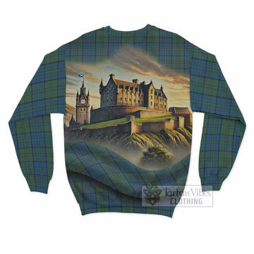 Lockhart Tartan Family Crest Sweatshirt with Scottish Ancient Castle Style - Tartan Vibes Clothing