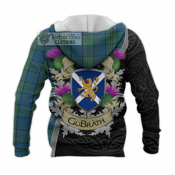 Lockhart Tartan Family Crest Knitted Hoodie Lion Rampant Royal Thistle Shield Celtic Inspired - Tartan Vibes Clothing