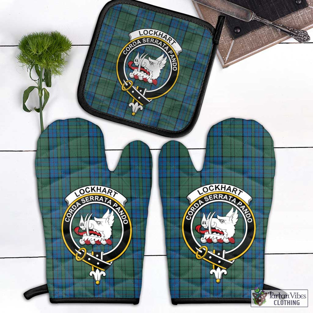 Lockhart Tartan Combo Oven Mitt & Pot-Holder with Family Crest - Tartan Vibes Clothing
