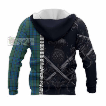 Lockhart Tartan Knitted Hoodie with Family Crest Cross Sword Thistle Celtic Vibes - Tartan Vibes Clothing
