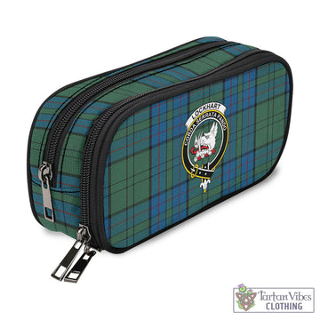 Lockhart Tartan Pen and Pencil Case with Family Crest