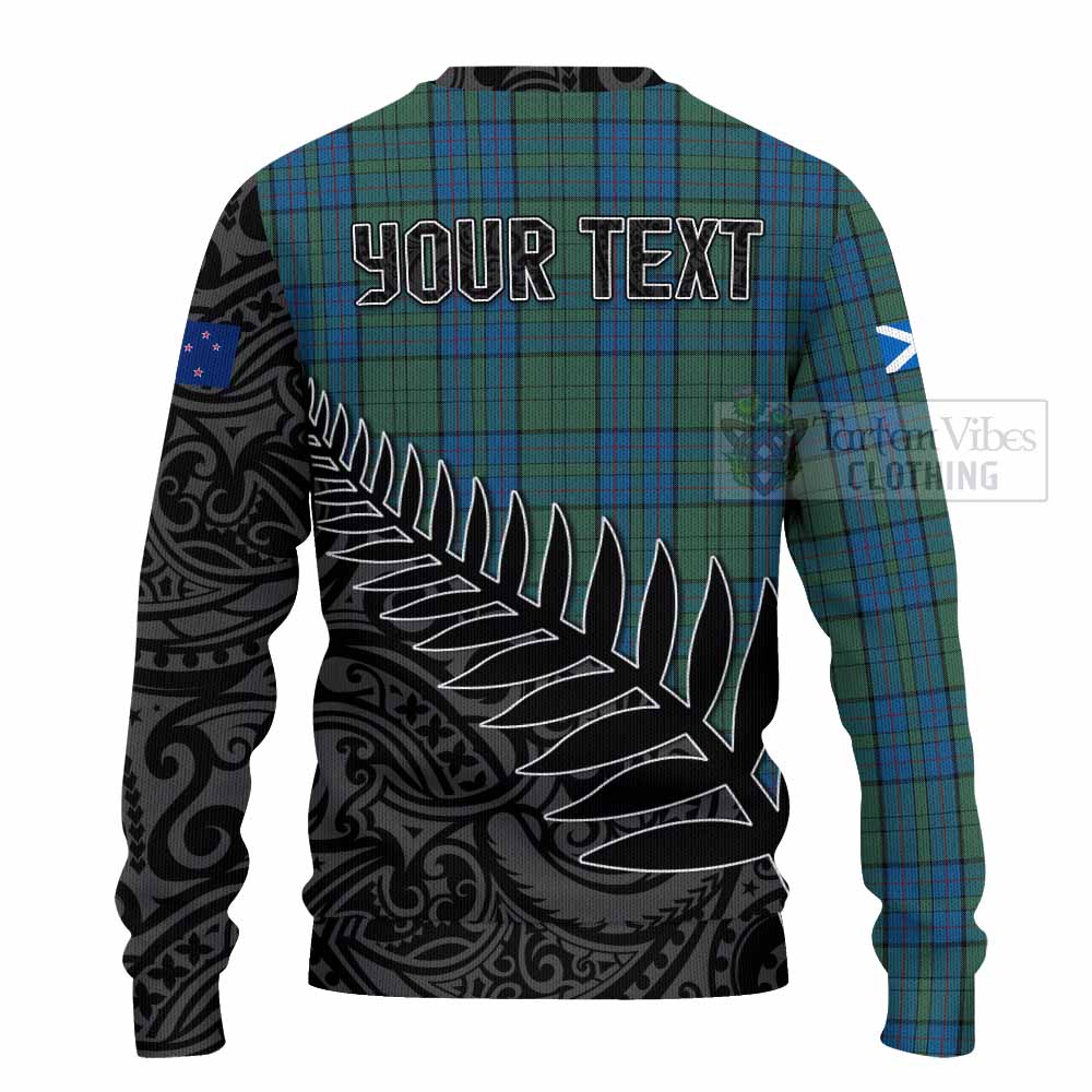 Lockhart Crest Tartan Knitted Sweater with New Zealand Silver Fern Half Style - Tartan Vibes Clothing