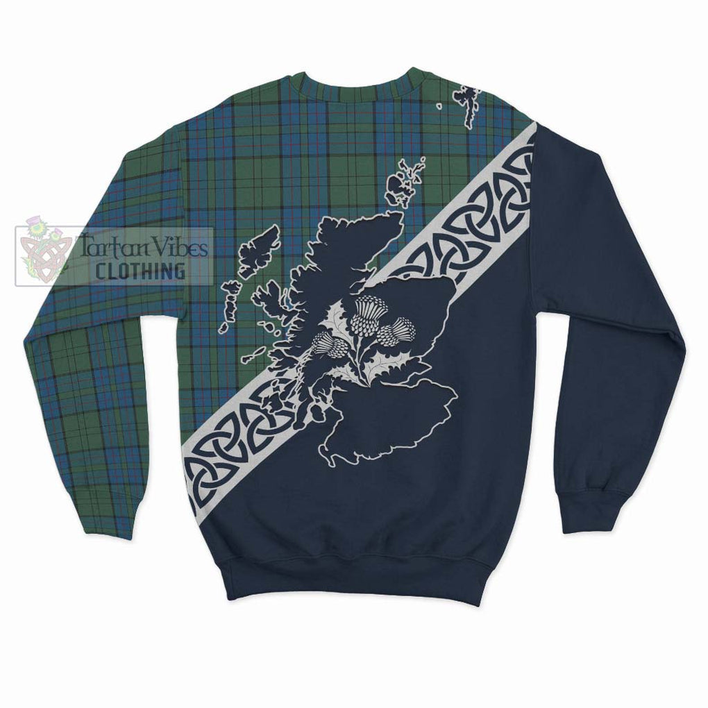 Lockhart Tartan Sweatshirt Featuring Thistle and Scotland Map - Tartan Vibes Clothing