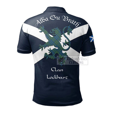 Lockhart Tartan Lion Rampant Polo Shirt Proudly Display Your Heritage with Alba Gu Brath and Clan Name - Tartan Vibes Clothing