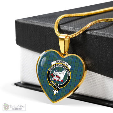 Lockhart Tartan Heart Necklace with Family Crest - Tartan Vibes Clothing