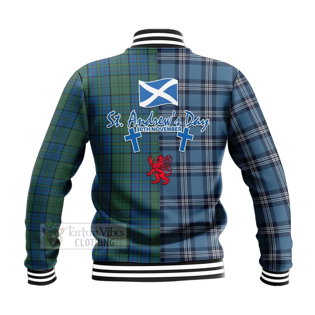 Lockhart Tartan Baseball Jacket Happy St. Andrew's Day Half Tartan Style - Tartan Vibes Clothing